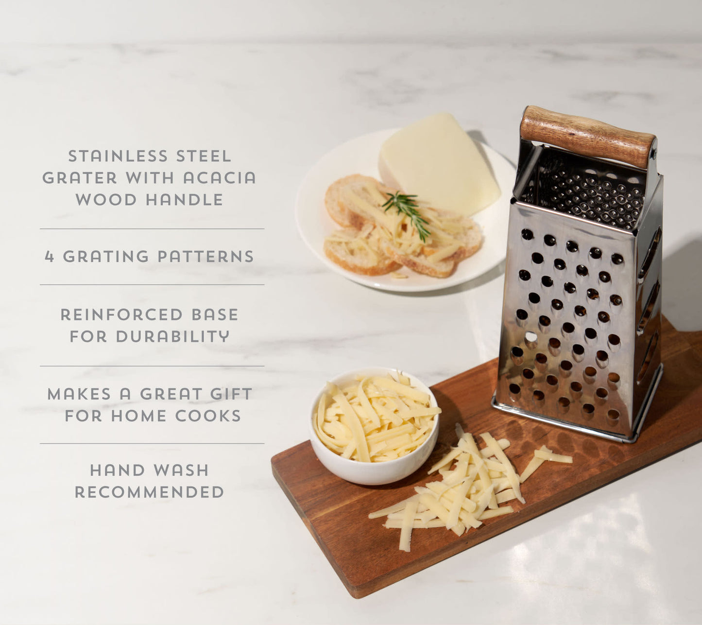 Acacia and Stainless Steel Cheese Grater
