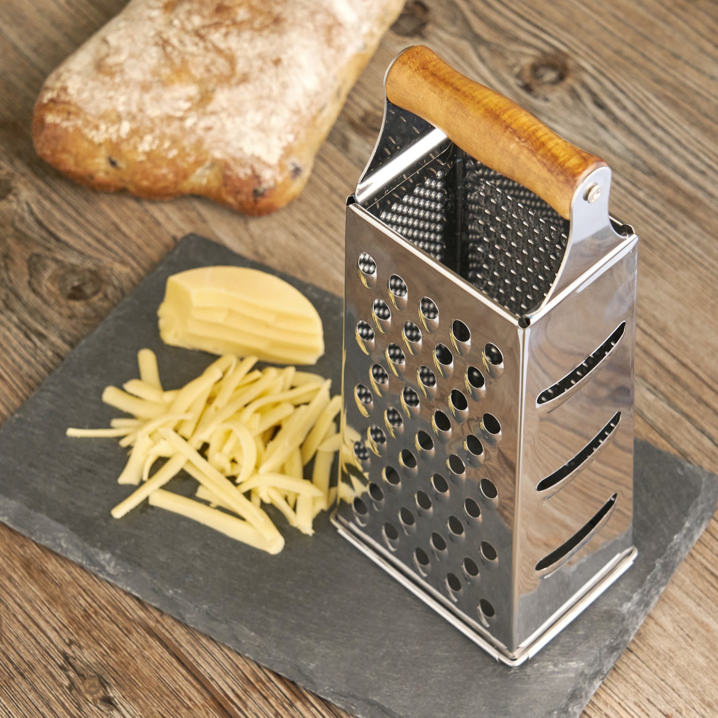 Acacia and Stainless Steel Cheese Grater